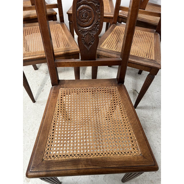 Art Deco Table and Chairs in Walnut, 1930s, Set of 7 For Sale - Image 10 of 18