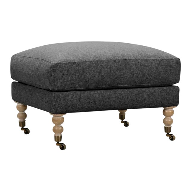 Greta Ottoman, Fawn Linen For Sale