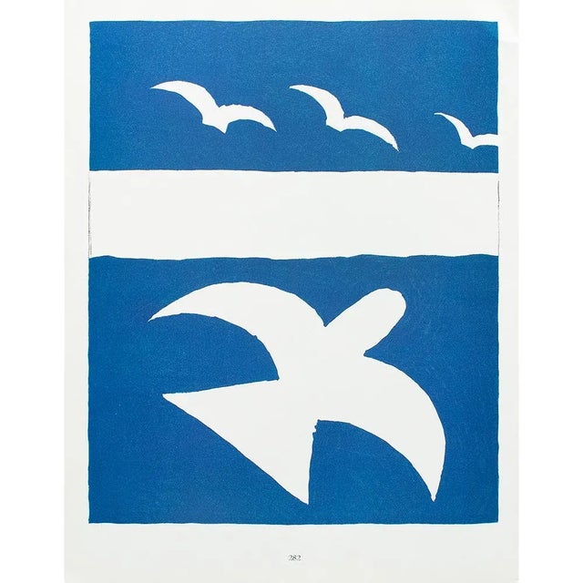 An excellent full-color print of color lithograph "Birds" by Georges Braque for Verve. This full-color print is second...