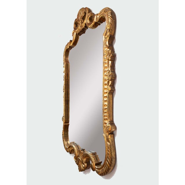 French Baroque Style Gold Leaf Gilt Wood Mirror, 1950s For Sale - Image 4 of 9