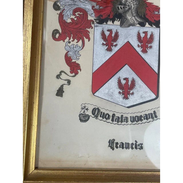 Antique Crest Painting, Coat of Arms Francis, Hand Painted Family Crest For Sale - Image 10 of 13