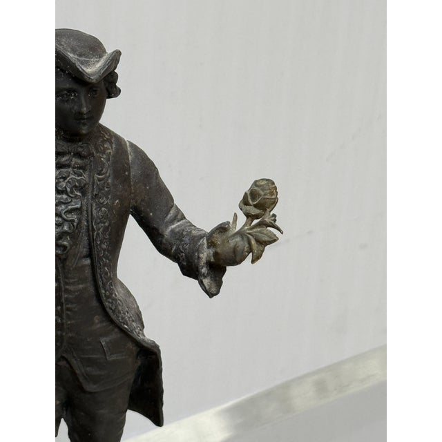 Glass Rococo Revival Figural Spelter and Etched Glass Trumpet Vase, Antique For Sale - Image 7 of 16