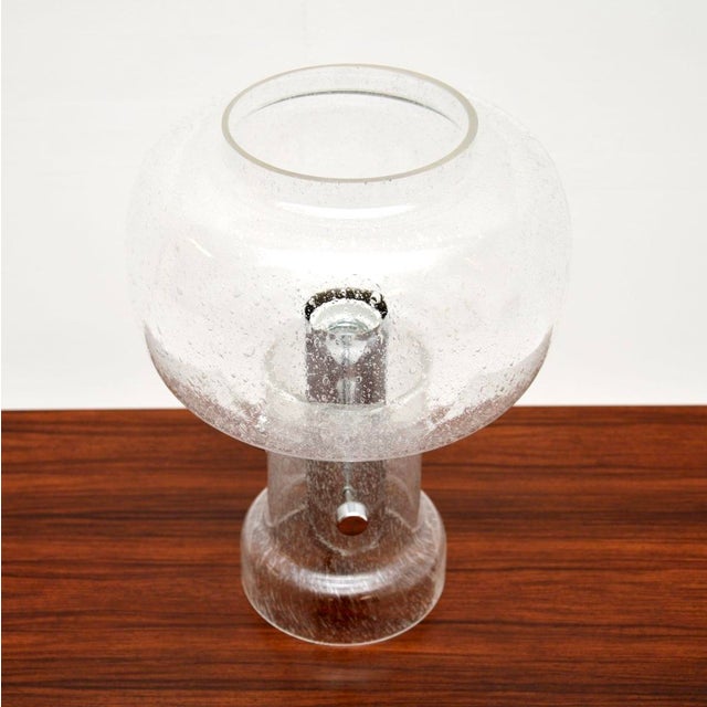 Mid-Century Modern Vintage French Glass and Chrome Table Lamp, 1970 For Sale - Image 3 of 8