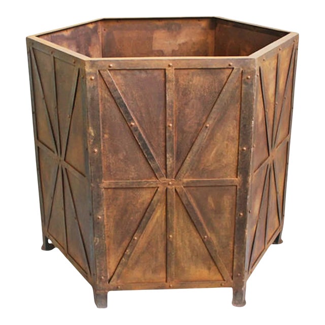 Rusted Iron Planter Box Small For Sale