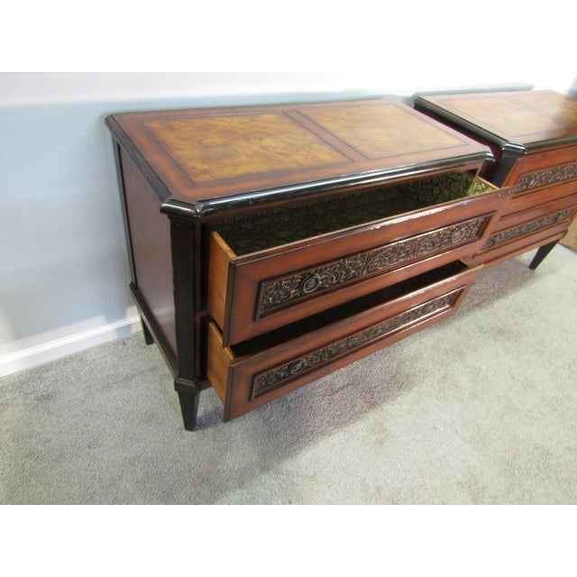 Milling Road by Baker Furniture Pair of Matching Burl Wood Chests For Sale - Image 6 of 12