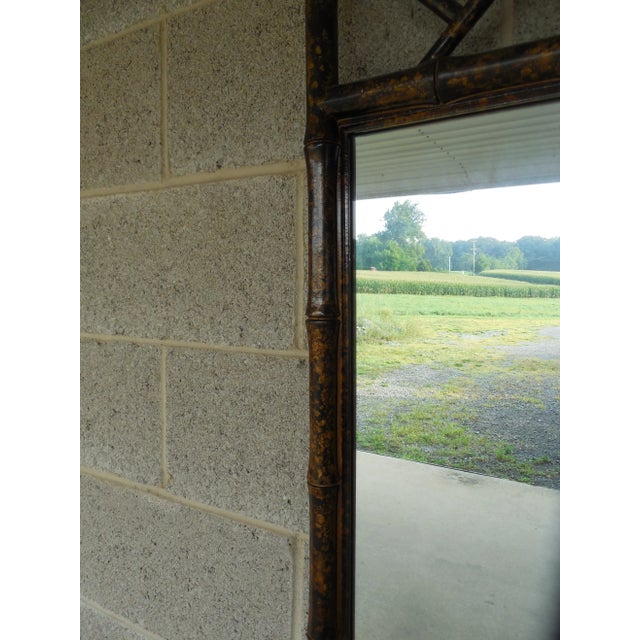 HENREDON Asian Campaign Style Faux Bamboo Mirror 48"H x 29"W For Sale In Philadelphia - Image 6 of 8