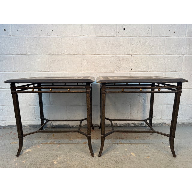 Vintage Maitland-Smith Metal Geometric End Tables, Pair For Sale - Image 9 of 17