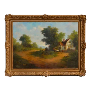 1940s English Country Cottage Landscape by Henry T. Harvey