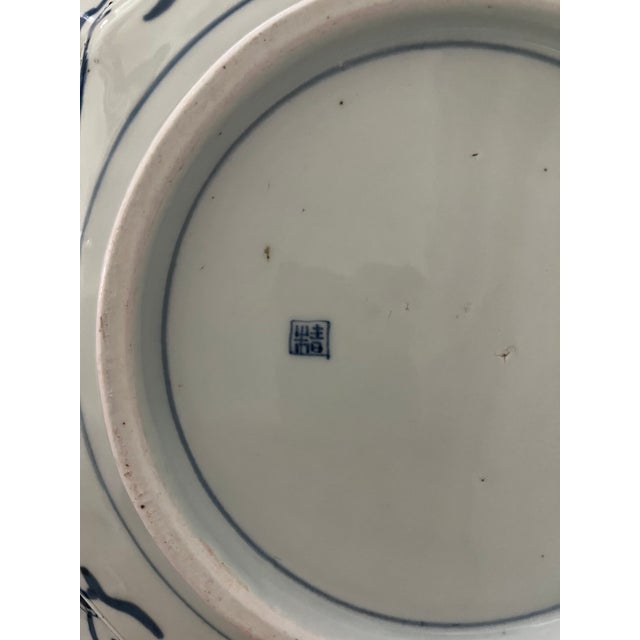 Antique Japanese Ko-Imari Blue and White Octagonal Plate With Landscape For Sale - Image 13 of 18