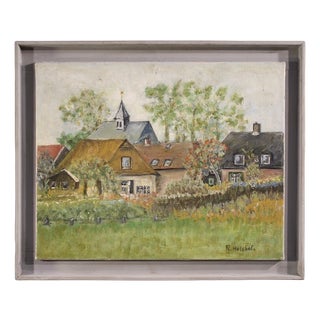 Dutch Artist, View of Houses in Impressionist Style, 1950, Oil on Canvas For Sale