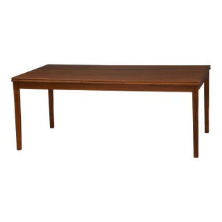 Refinished 71” to 126” Danish Modern Teak Draw Leaf Dining Table For Sale