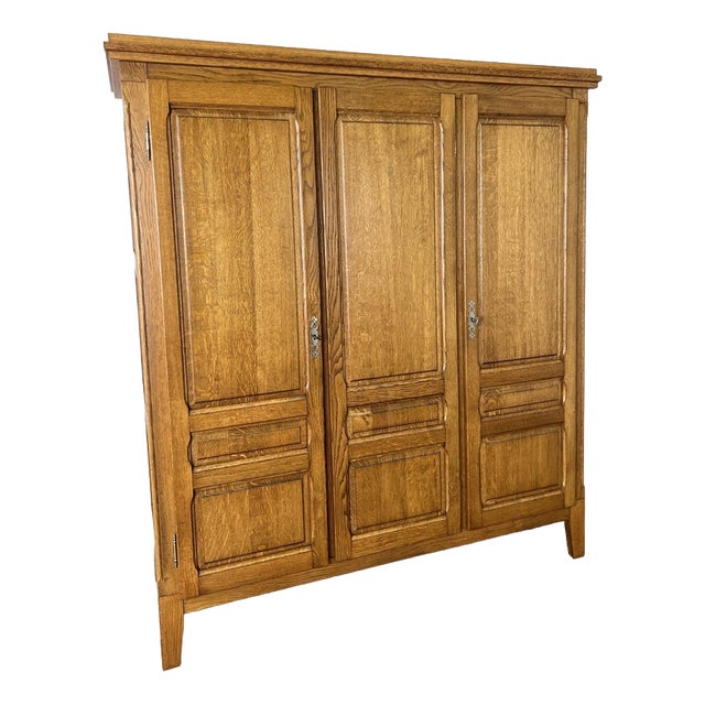 Vintage French Style Wardrobe in Oak For Sale