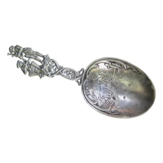 Vintage Continental Silver Serving Spoon For Sale