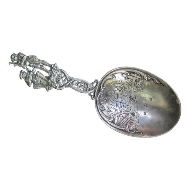 Vintage Continental Silver Serving Spoon For Sale