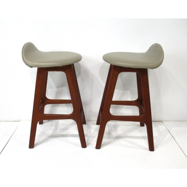 Wood Eric Buck Bar Stools Teak Upholstered for o.d. Mobler Denmark For Sale - Image 7 of 13
