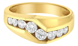 14KT Yellow Gold Men's Round Cut Diamond Ring (1 cttw, H-I Color, SI2-I1 Clarity)
