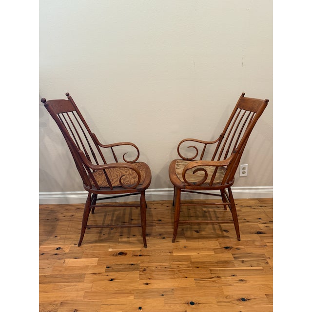 Late 19th Century Antique Pressed Back Armchair (Pair) For Sale - Image 12 of 14