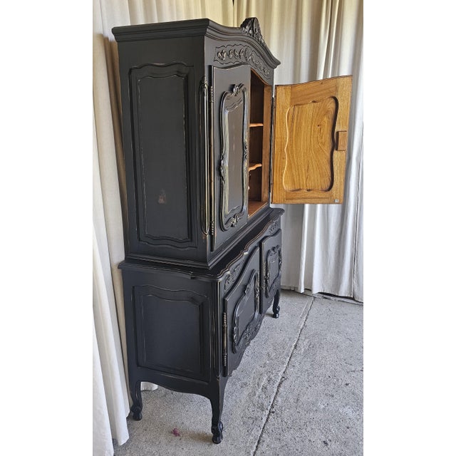 1920s Wardrobe Cabinet, Armoire, Black Distressed Style, French , Farm House Style For Sale - Image 10 of 17