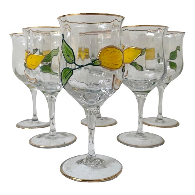 Hand-Painted Tiffany Series Wine Glasses by Paul Nagel, Germany, Set of 6 For Sale