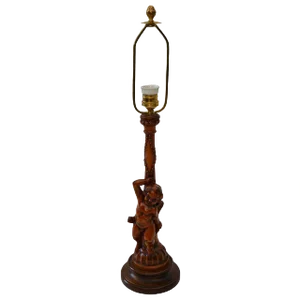 Carved Wooden Table Lamp, 1903
