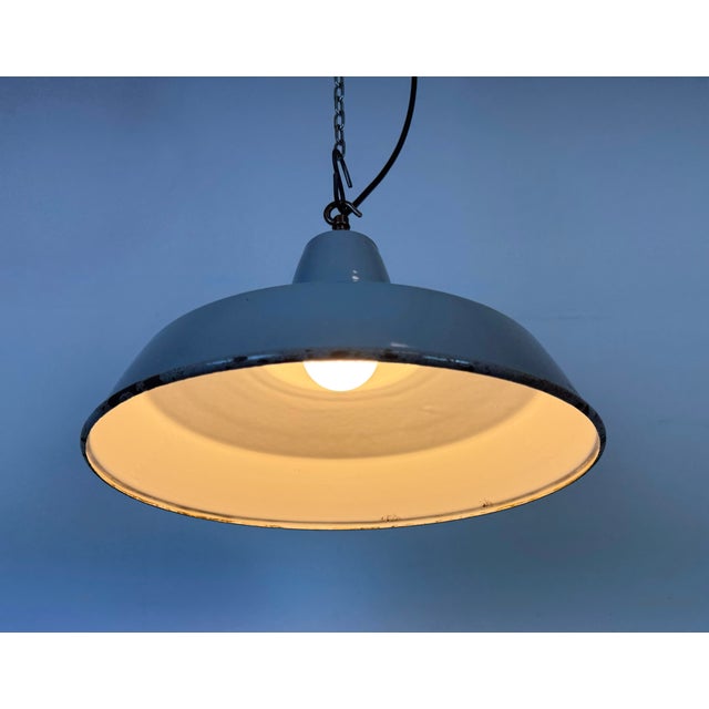 Industrial Grey Enamel Pendant Lamp from Thorlux, 1960s For Sale - Image 12 of 18