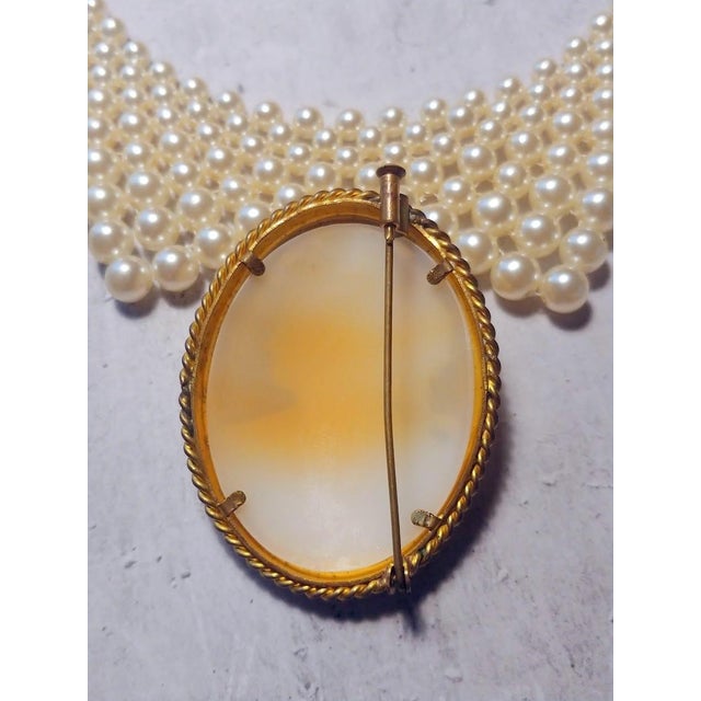 Victorian Victorian Hand-Carved Cameo Brooch, Bacchante Portrait, Gold-Plated Frame, Late 19th Century Antique Jewelry For Sale - Image 3 of 7