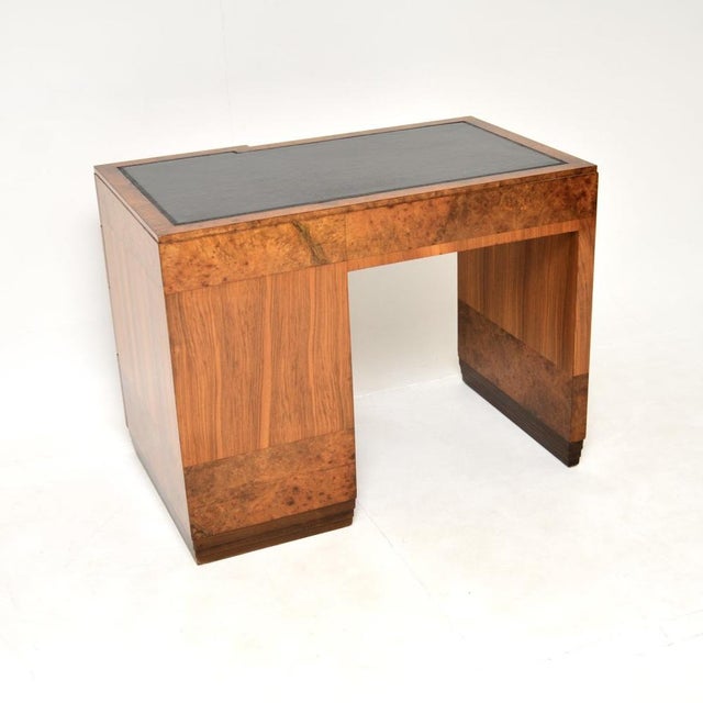 Art Deco Burr, Walnut, and Leather Top Desk, 1930s For Sale - Image 6 of 15