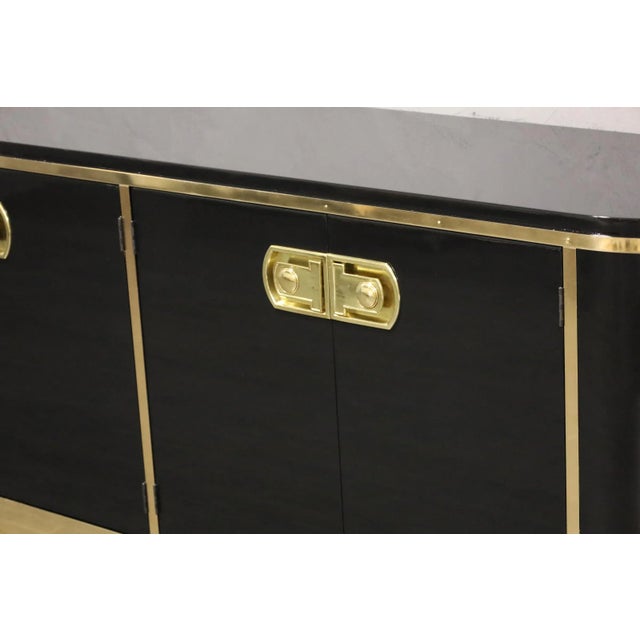Mastercraft High Gloss Black Laquer and Brass Sideboard, 1970s For Sale - Image 9 of 12