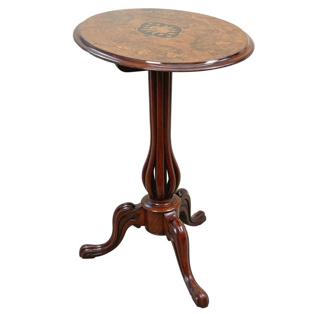 Victorian Oval Burr Walnut Tripod Table, 1870 For Sale - Image 4 of 11