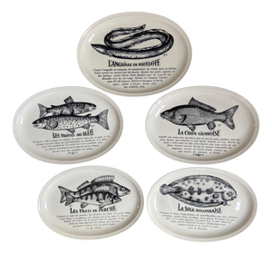 Large Fish Plates from Gien, 1970s, Set of 5