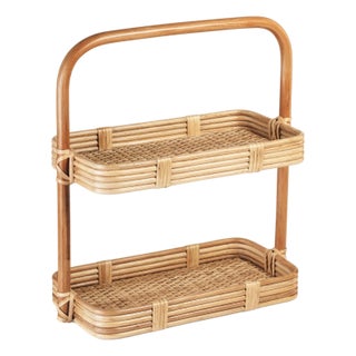 Tropique Two-Tier Rattan Tray For Sale