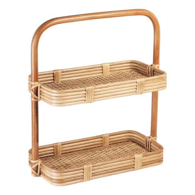 Tropique Two-Tier Rattan Tray For Sale