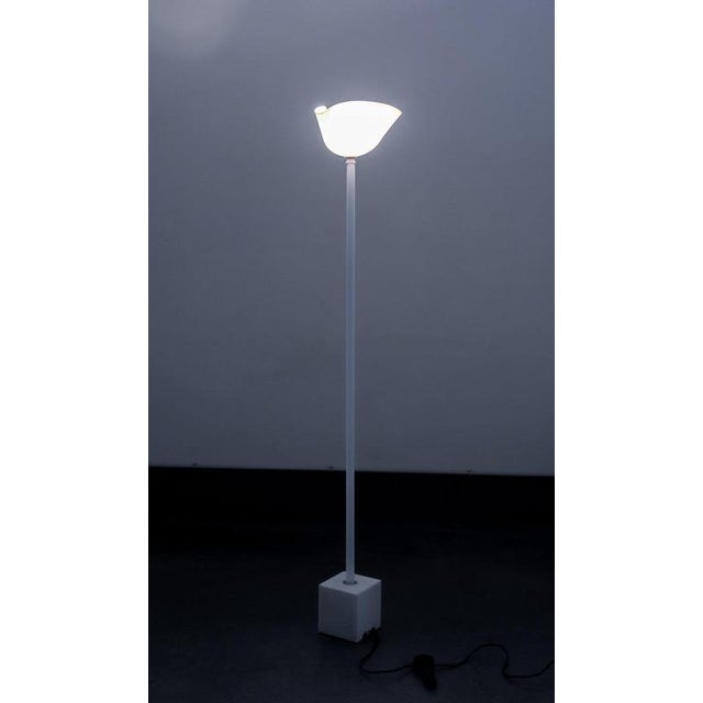 Tricorno floor lamp, designed by ludovico diaz de santillana for venini, in blown glass and marble, with dimmable light....