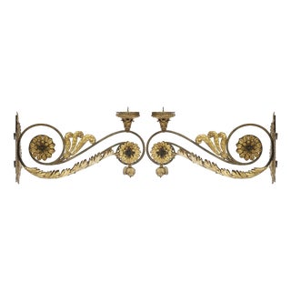 Large Golden Appliques with Flowers and Scrolls Arms for Votive Lamps, 1700, Set of 2 For Sale