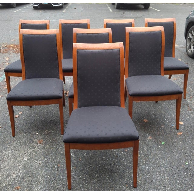 Set of Six Hickory White Maple and Black Upholstered Dining Chairs For Sale - Image 11 of 14