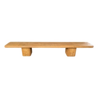 Monumental Solid Teak Wood Bench, Hand-Crafted, Modern Organic, 106" Width For Sale