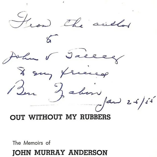 "Out Without My Rubbers: The Memoirs of John Murray Anderson" 1954 Anderson, John Murray (Inscribed) For Sale - Image 4 of 11