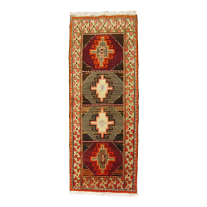 Geometric Antique Turkish Anatolian Small Rug, 1'9'' X 4'2''