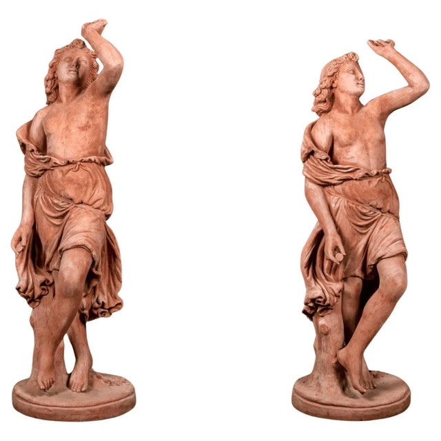 The Wealth Statues, 20th Century, Terracotta, Set of 2 For Sale - Image 10 of 10