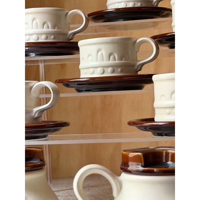 Brown Vintage British Carlton Ware Coffee Set in Ceramic, 1970s, Set of 14 For Sale - Image 8 of 17