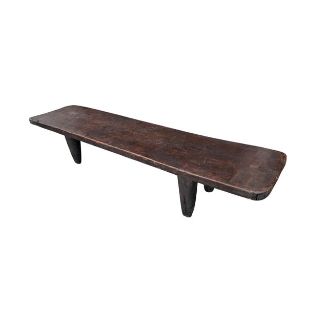 Vintage Large-Tribal-Wood-Senufo-Coffee-Table stool-78.5" W For Sale - Image 4 of 10