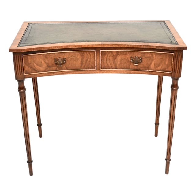 Walnut Leather Top Concave Desk, 1930 For Sale