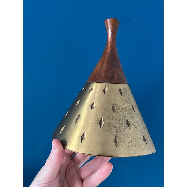 Mid Century Seth Thomas Clock, Tony Paul Brass Walnut Bookends, Atomic Desk Decor For Sale - Image 18 of 18