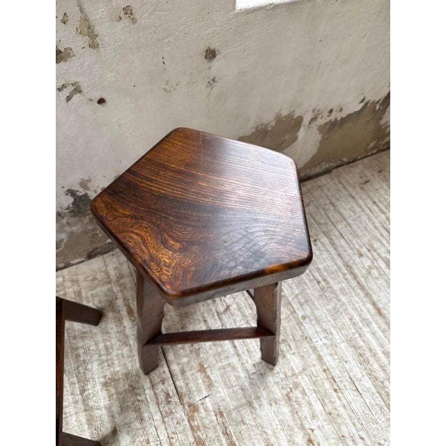 Tall Elm Stools from Aranjou, 1960s, Set of 2 For Sale - Image 17 of 18