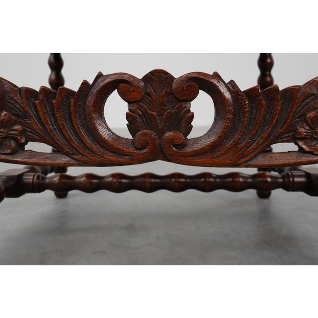 Antique Belgian Baroque Armchair in Wood and Leather, 1700s For Sale - Image 4 of 17