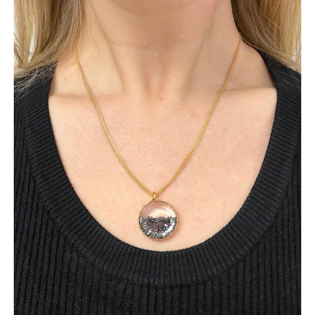 Renee Lewis, Black Diamond Shaker Pendant Necklace 18k Yellow Gold For Sale - Image 4 of 5