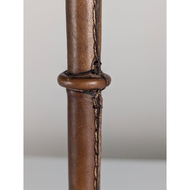 1950s Vintage French Stitched Leather Table Lamp by Jacques Adnet, 1950s For Sale - Image 5 of 10