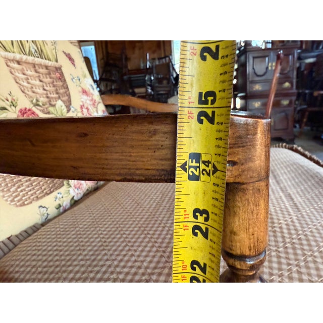 Late 20th Century Pair of Louis XV Floral Motif Upholstered Rush Seat Lounge ArmChairs With Ottoman For Sale - Image 12 of 16