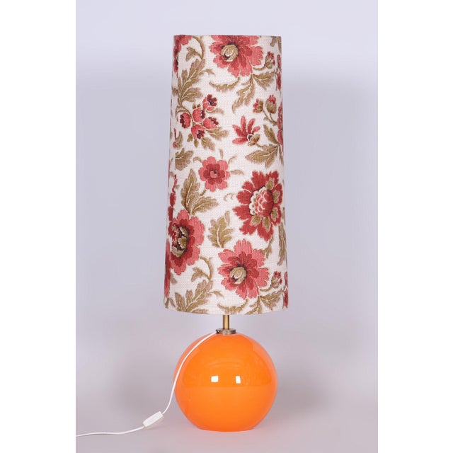 Mid-Century Table Lamp. Period: 1960-1969 Source: Czechia Material: Colored glass, fabric Undamaged and fully functional....