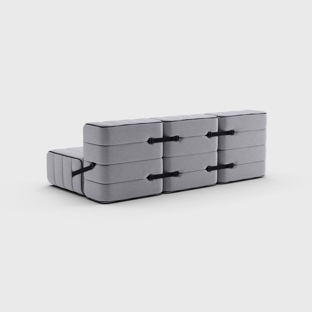 Contemporary Curt Modular Set - Flexible 3-Seater - Jet - 9803 (Grey) by Ambivalenz, Set of 6 For Sale - Image 3 of 5